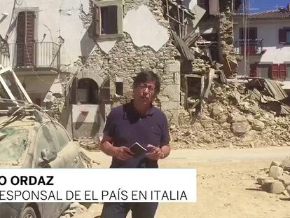 En Rio, una localidad cercana a Amatrice, solo sobreviven los peces de una fuente rota en una plaza que ya no existe.