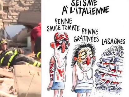 "Sismo a la italiana", la viñeta de Charlie Hebdo sobre el terremoto de Amatrice.