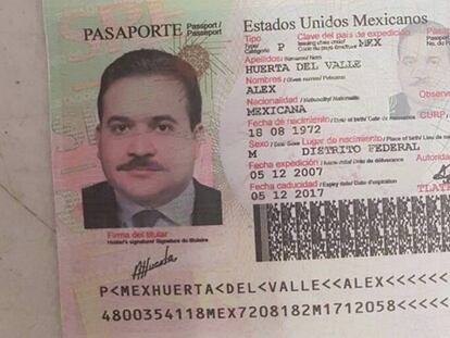 La imagen del pasaporte falso de Duarte, divulgada en redes.