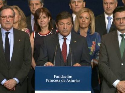 El presidente del Principado de Asturias, Javier Fernández en Oviedo, durante la lectura del fallo.
