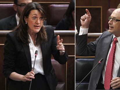 Soraya Rodríguez y Cristóbal Montoro en el Congreso.