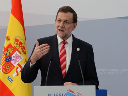 Mariano Rajoy, durante la conferencia de prensa que ofreció ayer en San Petersburgo.