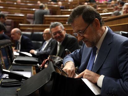 Mariano Rajoy, en el banco azul durante la sesión plenaria celebrada ayer en el Congreso.