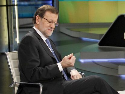 Rajoy anoche en el plató de la entrevista.