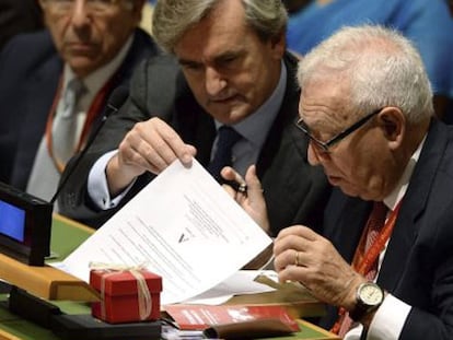 José Manuel García-Margallo, durante la votación de la Asamblea de la ONU.