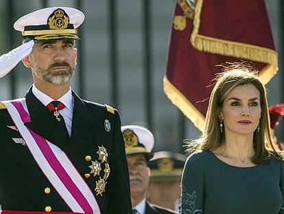 Los Reyes, a su llegada al Palacio Real.
