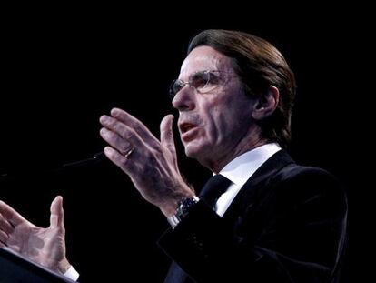 José María Aznar durante su intervención en la convención del PP.