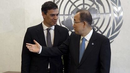 Pedro Sánchez con el secretario general de la ONU.