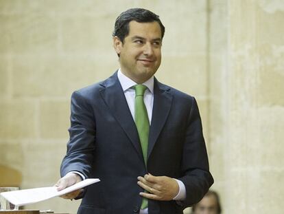 Moreno Bonilla en su intervención en el Parlamento andaluz.