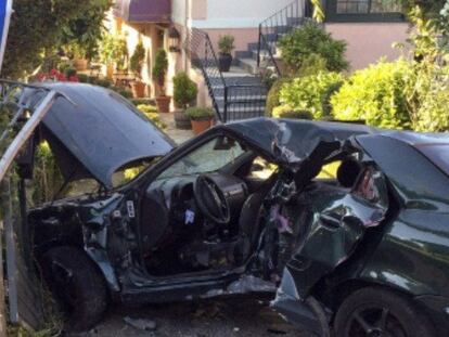 El coche siniestrado de una joven de 24 años, que murió en mayo en un accidente ocurrido en Vilamarín (Ourense).