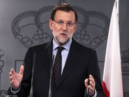 Rajoy, durante la rueda de prensa en La Moncloa.