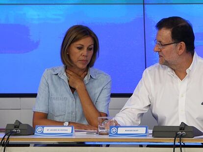 Cospedal y Rajoy en la Asamblea del Partido del pasado miércoles.