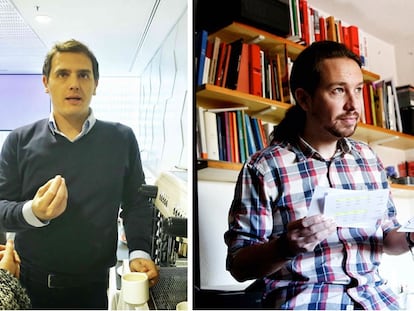 À esquerda, Rivera, com seus colaboradores; à direita, Iglesias, em sua casa.