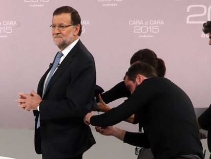 Mariano Rajoy este lunes y, detrás, Jorge Moragas.