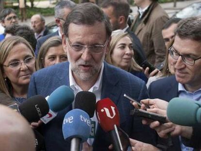 El presidente del Gobierno y candidato a la reelección por el PP, Mariano Rajoy, antes de un acto de campaña celebrado esta semana.