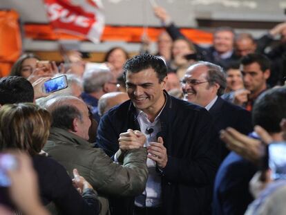 Pedro Sánchez, en el acto de cierre en Fuenlabrada.