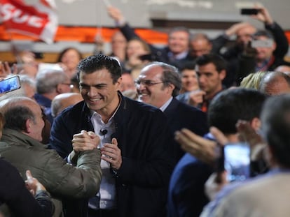 Pedro Sánchez, en el acto de cierre en Fuenlabrada.