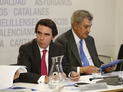 El expresidente José María Aznar, este lunes.