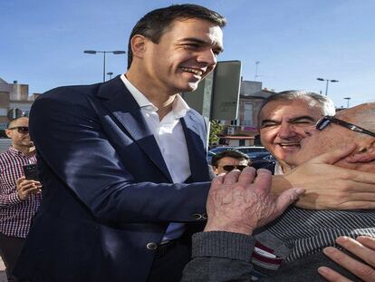 El líder del PSOE, Pedro Sánchez, este lunes en Murcia.