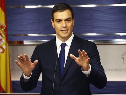 Pedro Sánchez hoy en rueda de prensa.