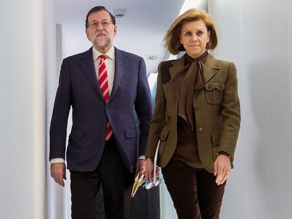 Mariano Rajoy y la secretaria general del PP, María Dolores de Cospedal.