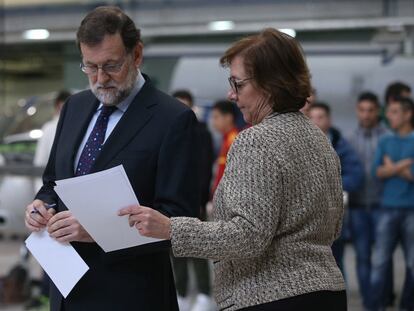 Rajoy, el jueves en su visita a un centro profesional en Madrid.