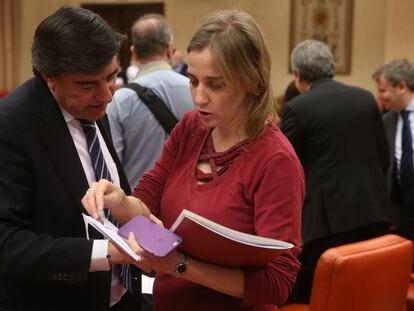 José Antonio Bermúdez junto con Tania Sánchez en el Congreso.