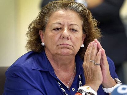 Rita Barberá durante una rueda de prensa en Valencia.