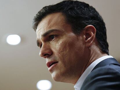 El líder del PSOE, Pedro Sánchez, este lunes.