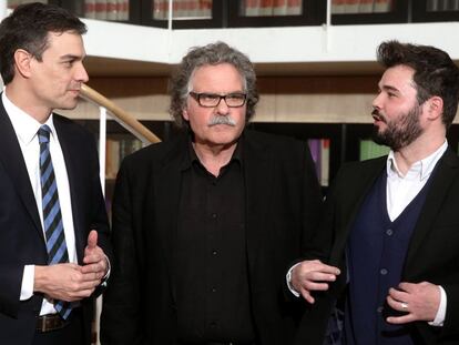 Pedro Sánchez (PSOE), Joan Tardà (ERC) i Gabriel Rufián (ERC).