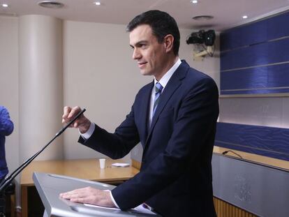 Pedro Sánchez durante la rueda de prensa.