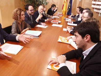 Los equipos del PSOE y Ciudadanos, este miércoles.