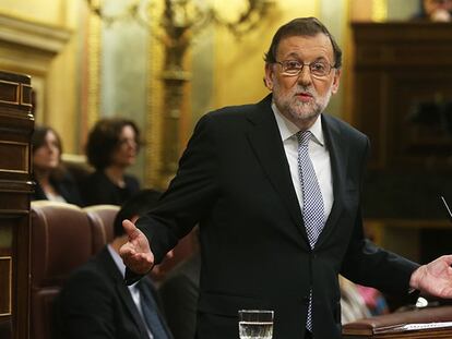 Mariano Rajoy durante su intervención hoy en el Congreso.