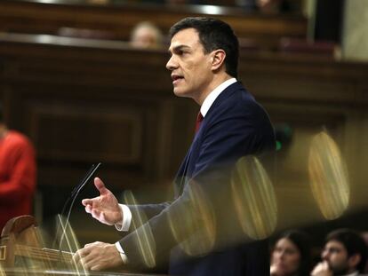 O líder do PSOE, Pedro Sánchez, nesta quarta-feira.