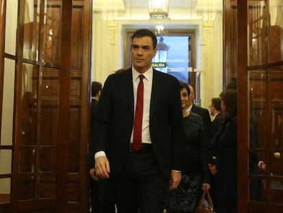 Pedro Sánchez, este viernes, en el Congreso.