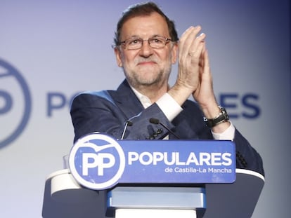 Mariano Rajoy durante su intervención en Guadamur (Toledo).