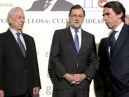 Vargas Llosa, Rajoy y Aznar este martes.