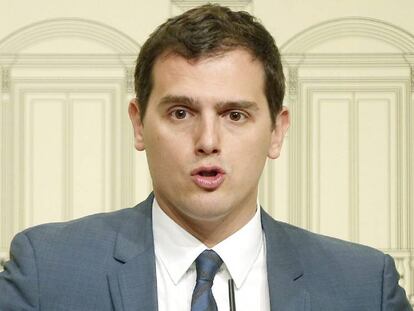 El líder de Ciudadanos, Albert Rivera, este viernes.