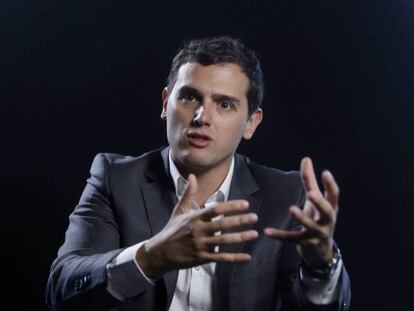 El lider de Ciudadanos, Albert Rivera, durante la entrevista que tuvo lugar el pasado jueves en la sede de EL PAÍS.