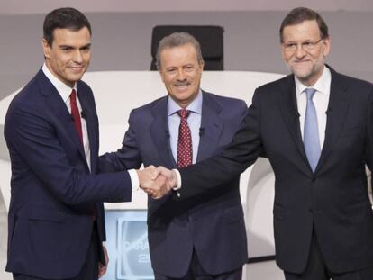 Sánchez y Rajoy, en el debate moderado por Manuel Campo.