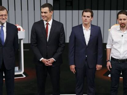 Mariano Rajoy, Pedro Sanchez, Albert Rivera y Pablo Iglesias.