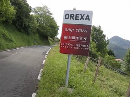 Cartel de bienvenida de Orexa, en Gipuzkoa.