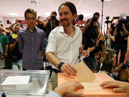 O líder do Podemos, Pablo Iglesias, neste domingo.