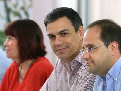 Micaela Navarro, Pedro Sanchez y Cesar Luena. Uly Martín