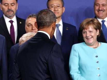 Obama, en presencia de Rajoy, Merkel y otros líderes europeos.