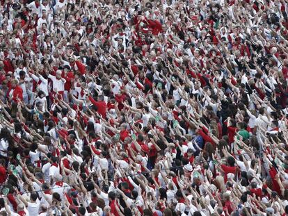 Concentración en Pamplona contra las agresiones sexuales en los Sanfermines.
