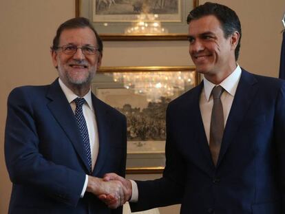 Mariano Rajoy y Pedro Sánchez, aquest dilluns, en el Congrés.
