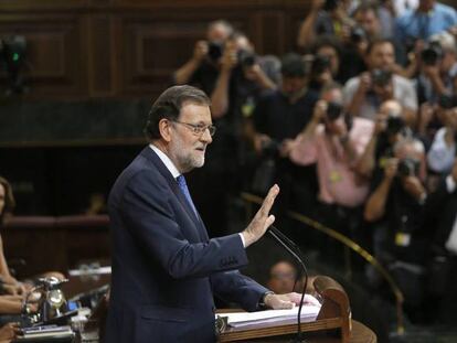 Mariano Rajoy, durante su intervención en el debate de investidura de este martes en el Congreso de los Diputados.