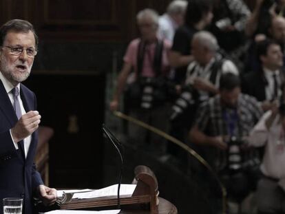 Mariano Rajoy durante la primera votación de la sesión de investidura.