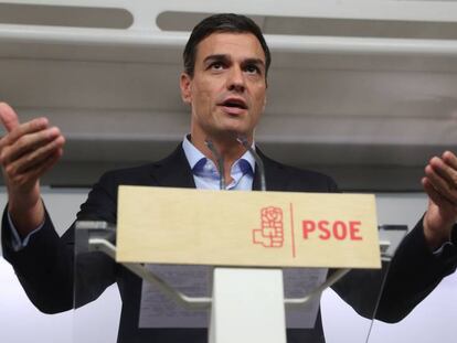 El líder del PSOE, Pedro Sánchez, este lunes.